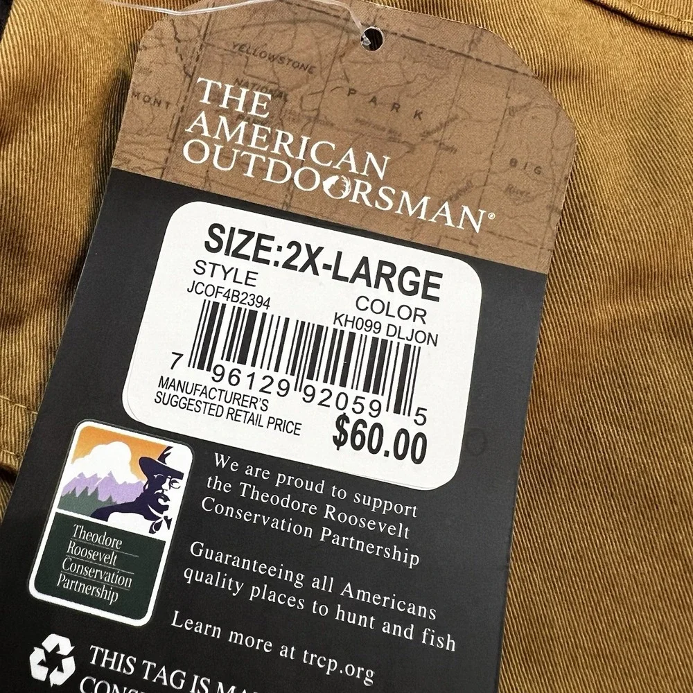 The American Outdoorsman Brown Dijon Button‎ Down Shirt Men's Sz Xxl Stretchy